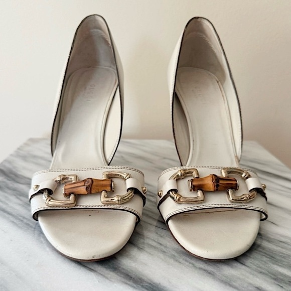 Gucci Leather Horsebit Accent Open Toe Heels - Picture 3 of 10